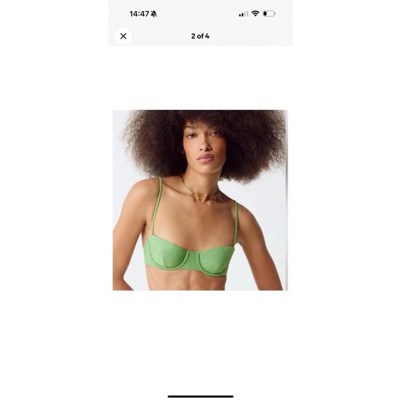 J. Crew Balconette Underwire Bikini Top 34B Rustic Willow Green BX612 NEW Y1 - Picture 2 of 4
